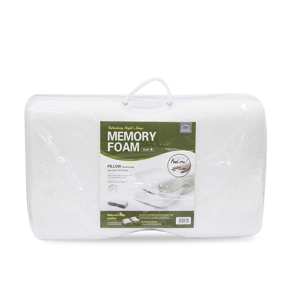 Gối Memory Foam 50D, Hình Bướm 600*350*120Mm, Trọng Lượng 1200G - White - Lock&Lock - HLW113